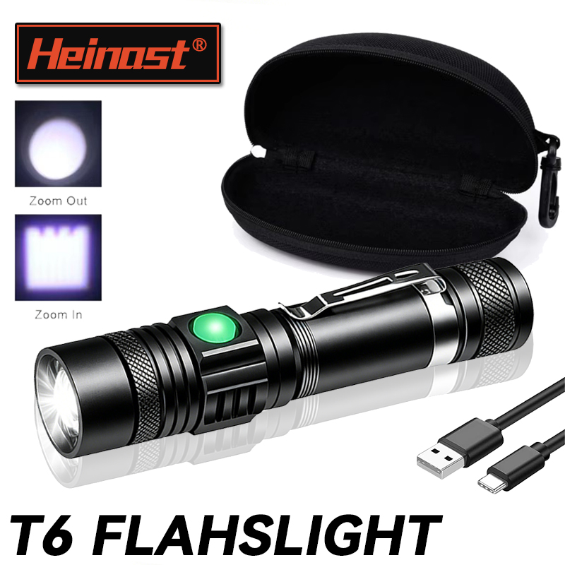 Outdoor Lighting Black - T6 LED 충전식 손전등, 18650 줌이