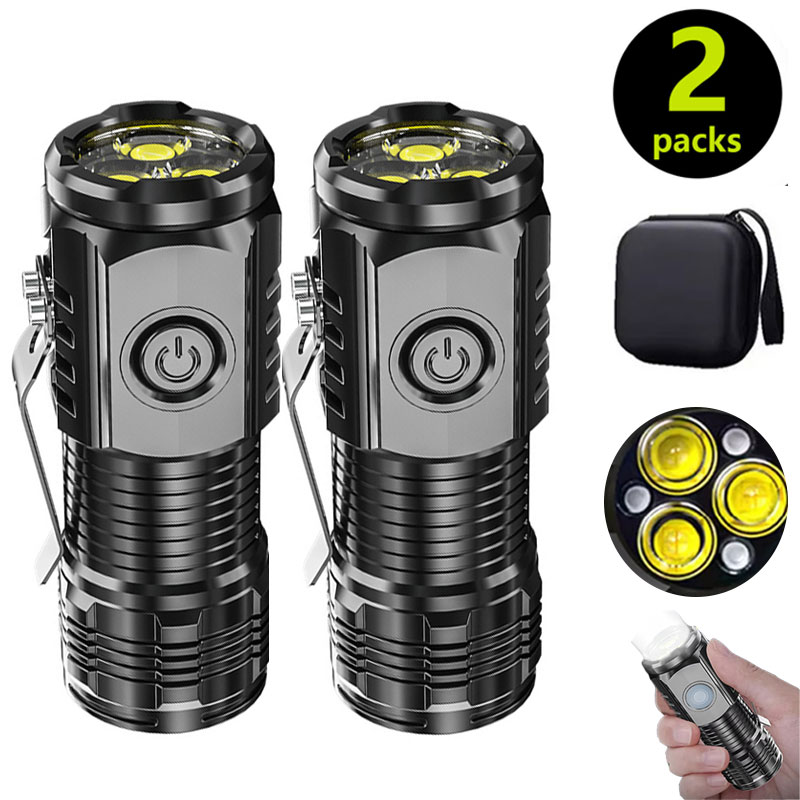 Outdoor Lighting Black - 펜 클립이 있는 미니 3LED 손전등,