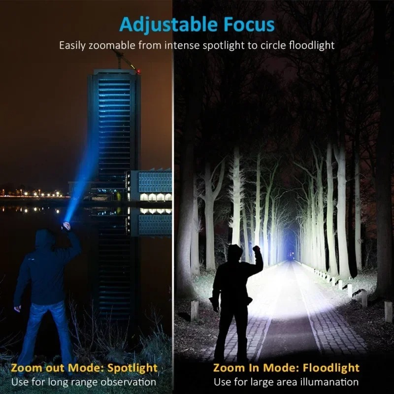 T6 LED 충전식 손전등, 18650 줌이 가능한 토 - Outdoor Lighting Black 리뷰 및 가격